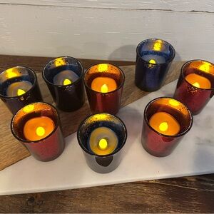 8 red and 8 blue Elegant Red and Blue Votive Candle Holders LED lights
